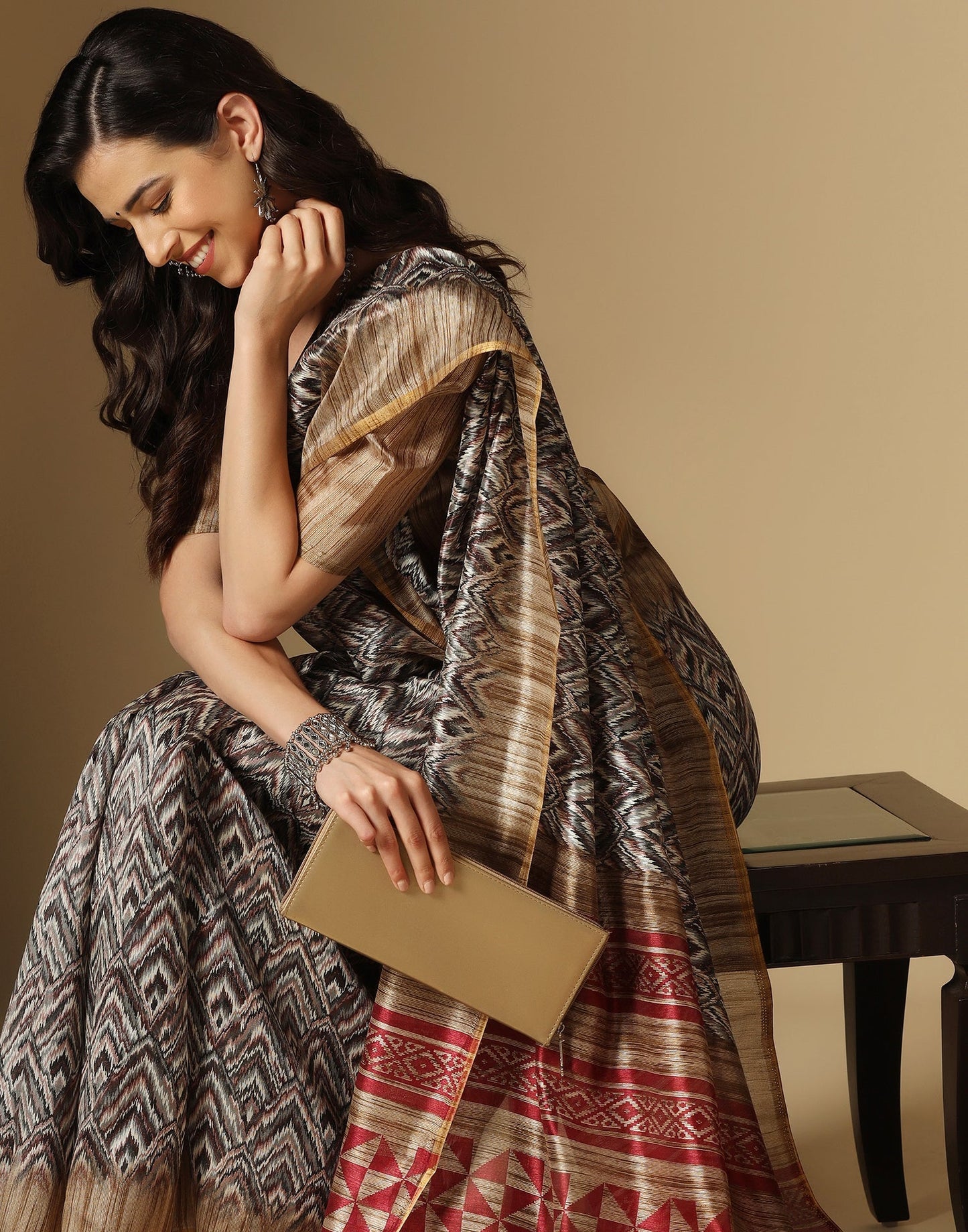 Multicoloured Printed Silk Saree | Leemboodi