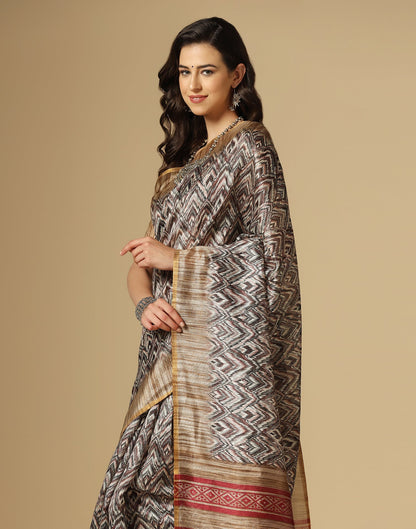 Multicoloured Printed Silk Saree | Leemboodi