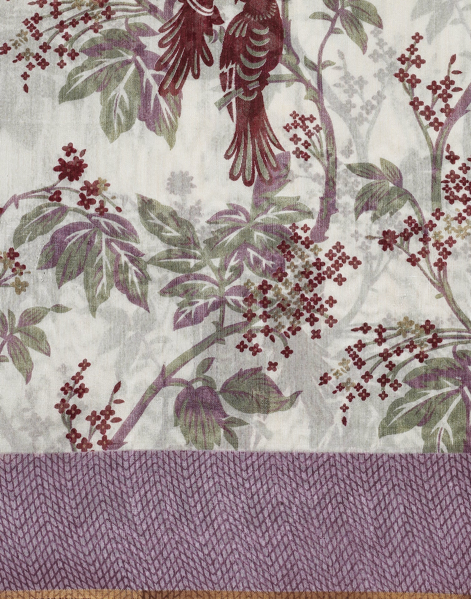 Cream Printed Silk Saree | Leemboodi