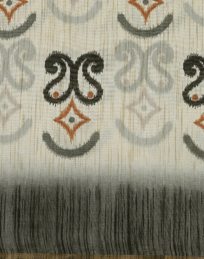 Cream Printed Silk Saree | Sudathi