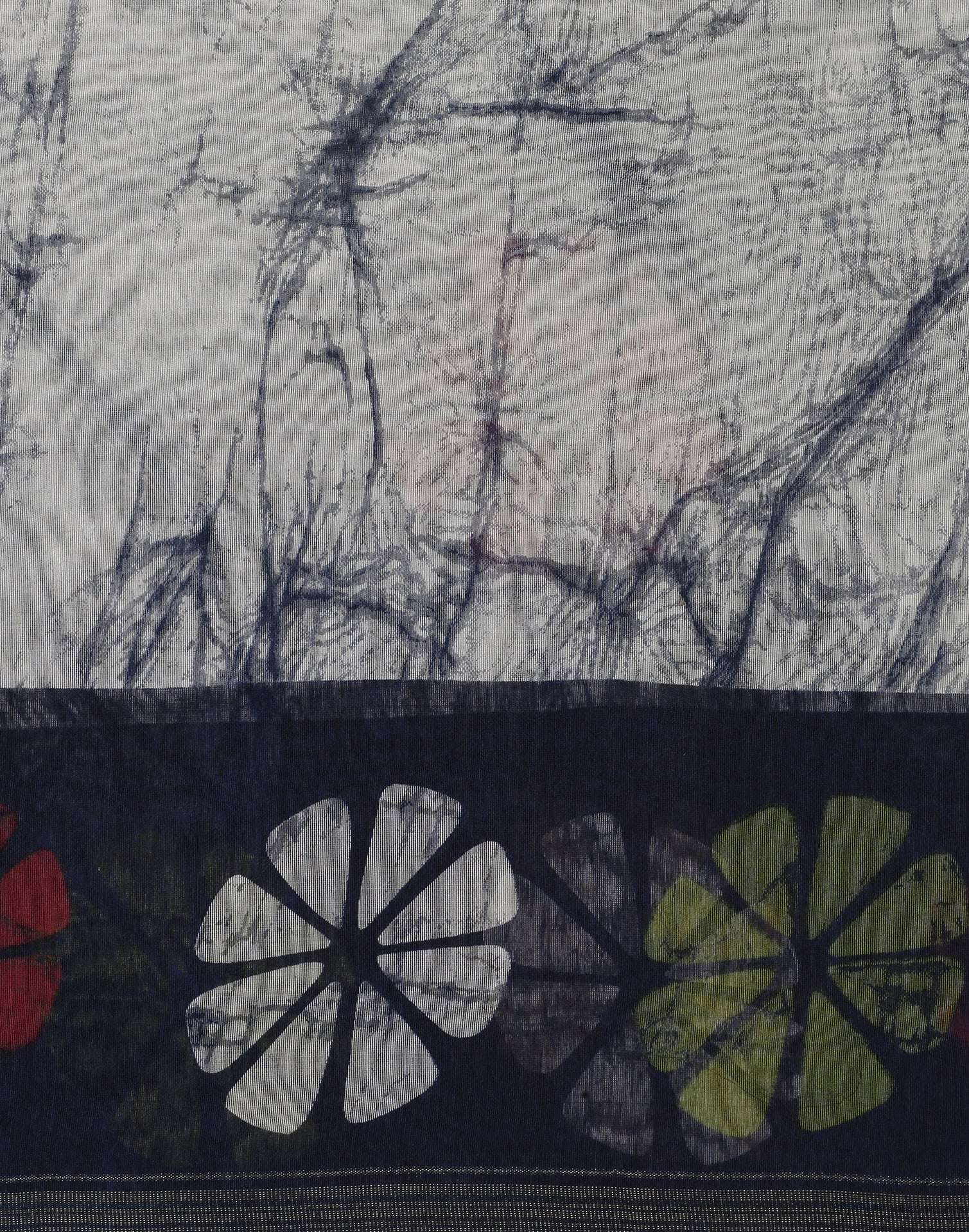 Cream Printed Cotton Saree | Sudathi