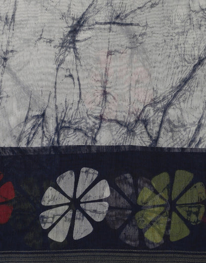 Cream Printed Cotton Saree | Sudathi