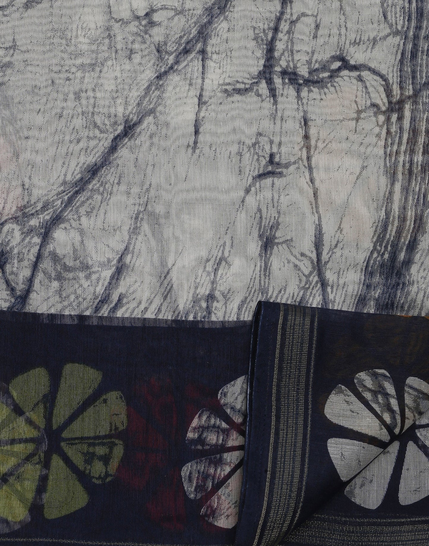 Cream Printed Cotton Saree | Sudathi