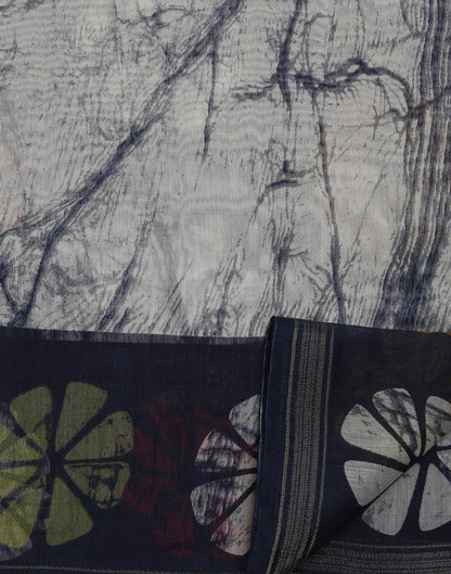 Cream Printed Cotton Saree | Sudathi