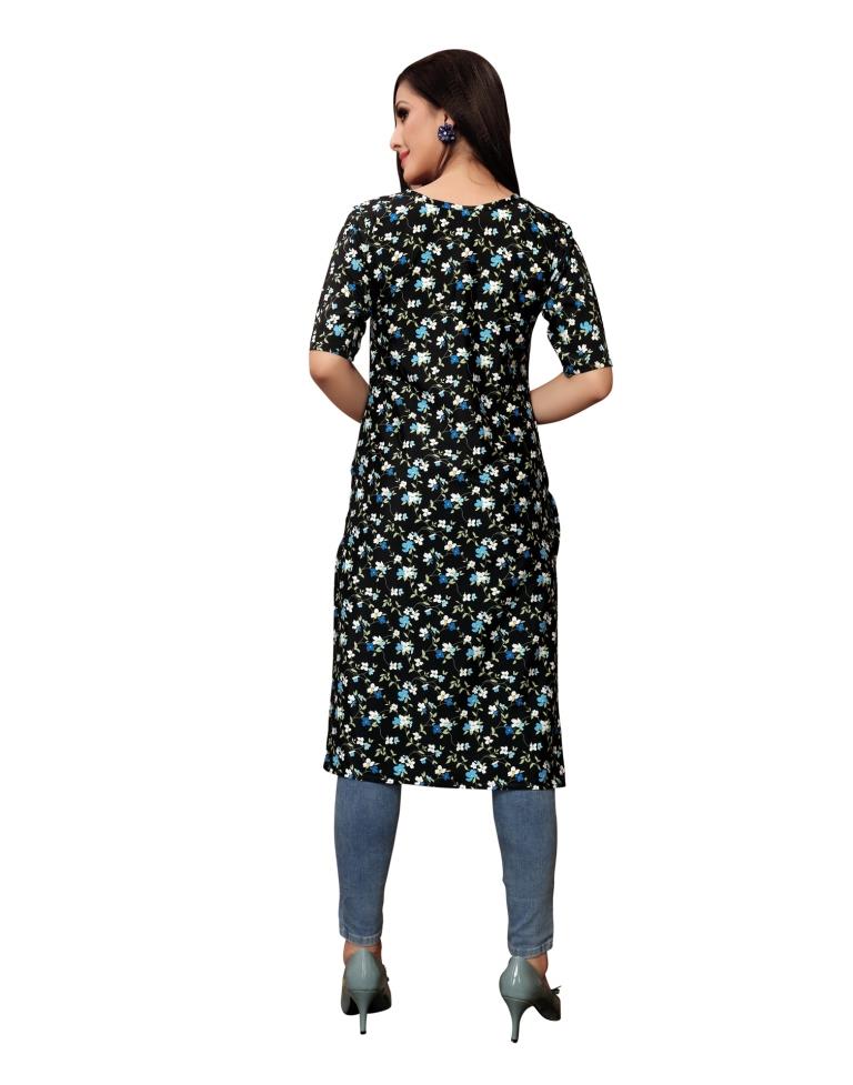 Black Printed Crepe Kurti | Sudathi
