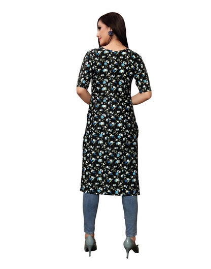 Black Printed Crepe Kurti | Sudathi