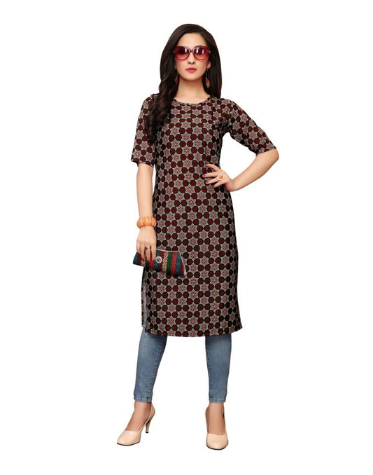 Maroon Printed Crepe Kurti | Sudathi