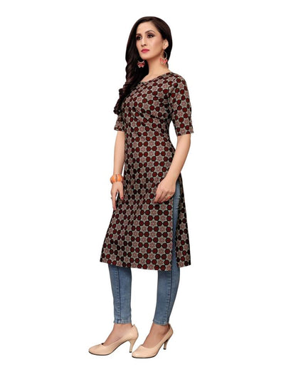 Maroon Printed Crepe Kurti | Sudathi