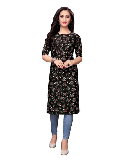 Black Printed Crepe Kurti | Sudathi