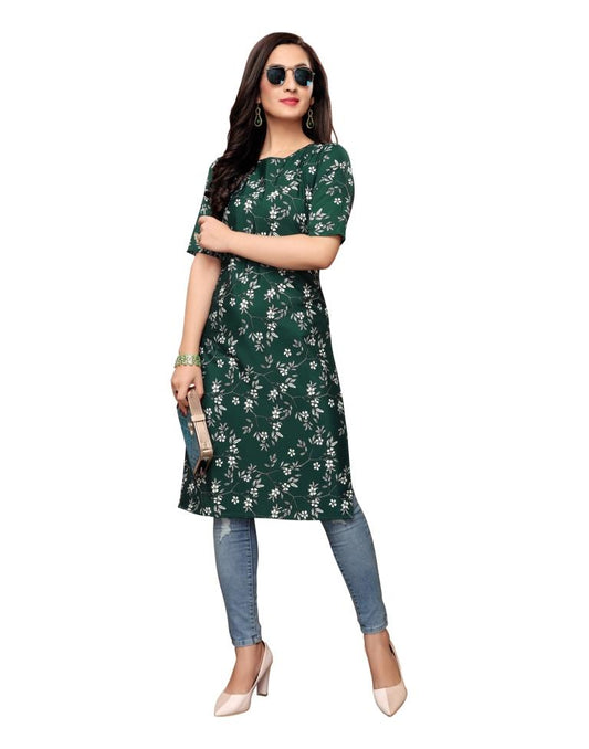 Green Printed Crepe Kurti | Sudathi