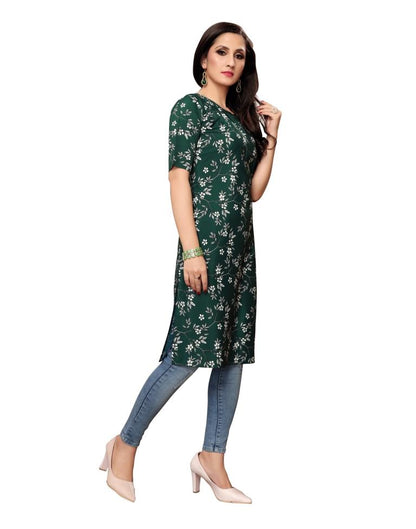 Green Printed Crepe Kurti | Sudathi
