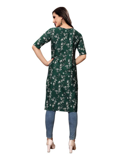 Green Printed Crepe Kurti | Sudathi