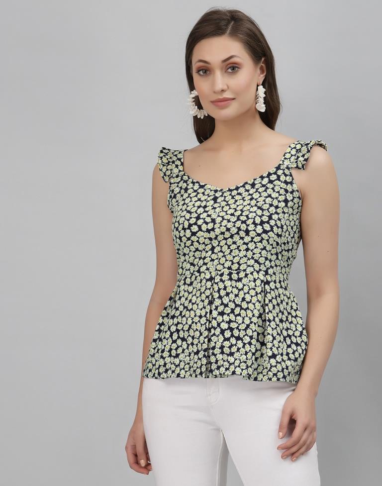 Navy Blue Printed Top | Sudathi