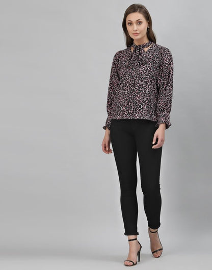 Black Animal Printed Top | Sudathi