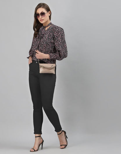 Black Animal Printed Top | Sudathi