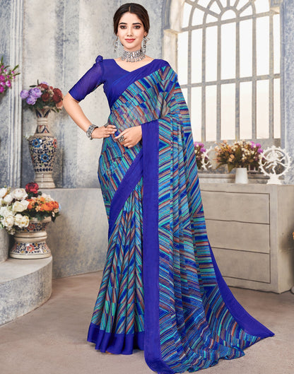 Multicoloured Printed Chiffon Saree | Sudathi