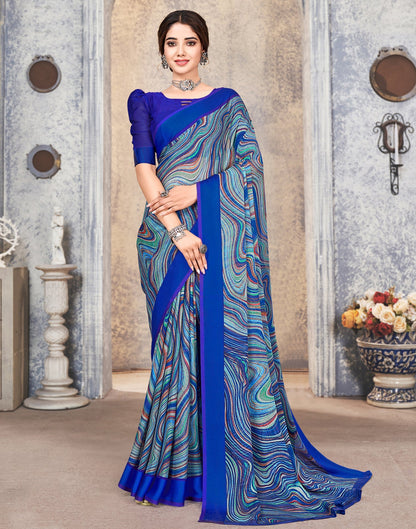 Multicoloured Printed Chiffon Saree | Leemboodi