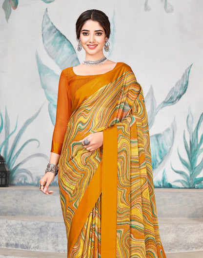 Multicoloured Printed Chiffon Saree | Leemboodi