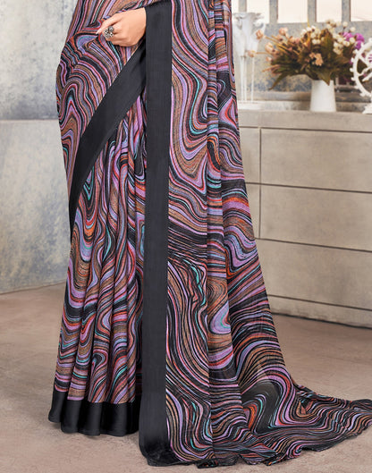 Multicoloured Printed Chiffon Saree | Sudathi