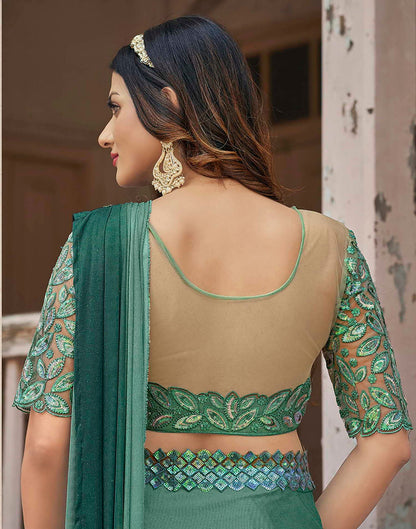 Green Plain Lycra Saree | Leemboodi