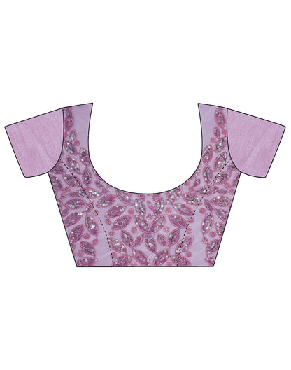 Purple Plain Pre-draped Saree With Belt | Leemboodi