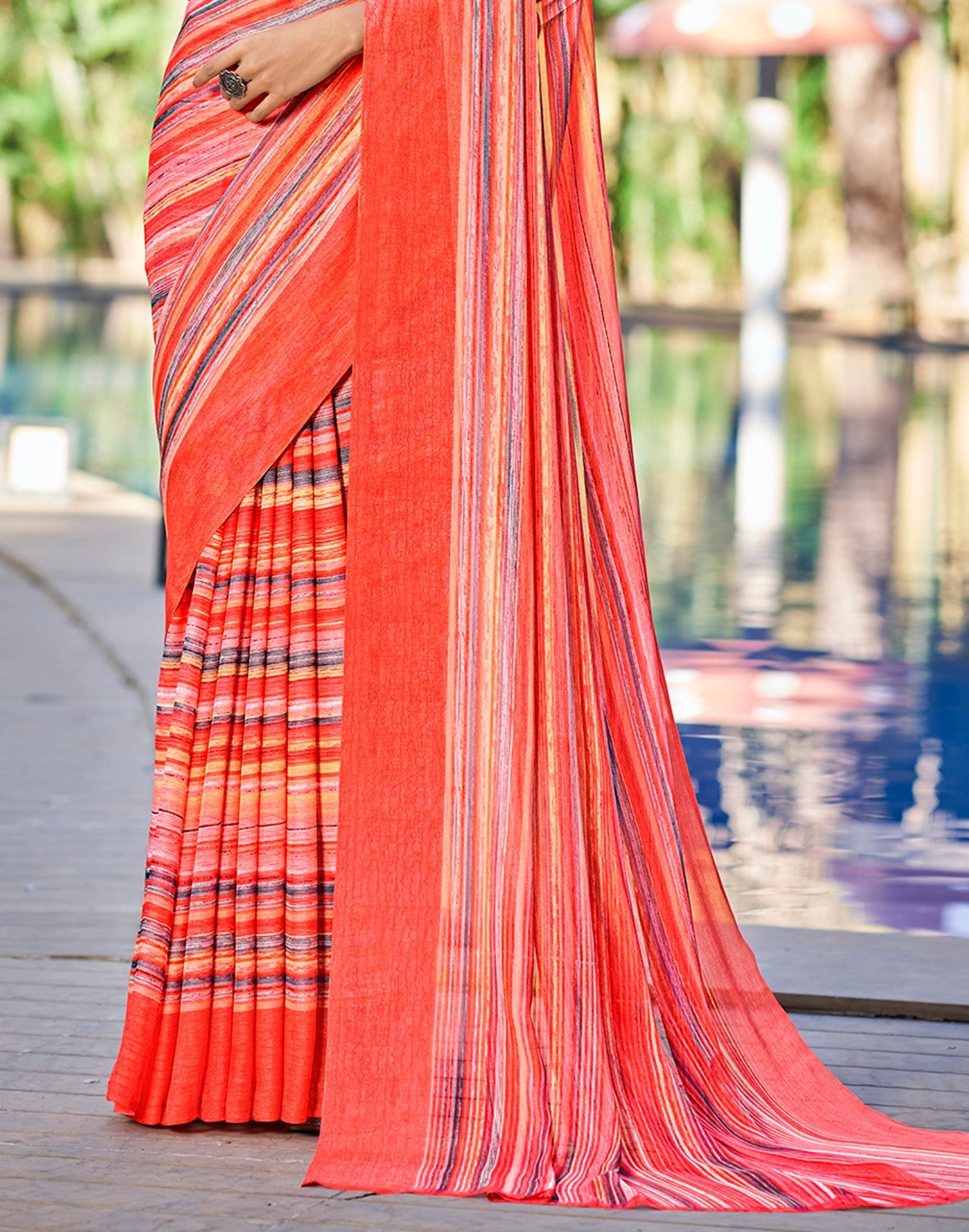 Light Pink Printed Chiffon Saree | Sudathi