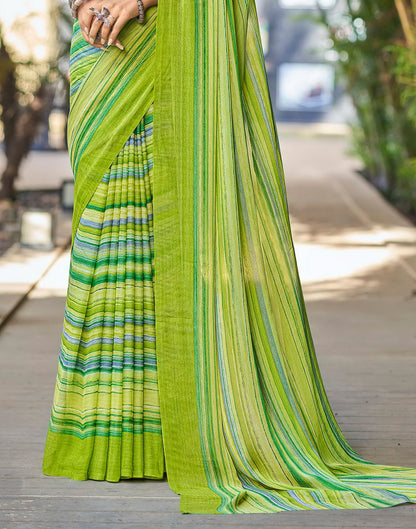 Light Green Printed Chiffon Saree | Sudathi