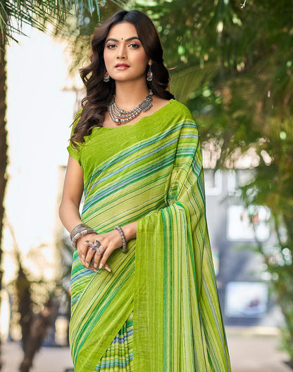 Light Green Printed Chiffon Saree | Sudathi