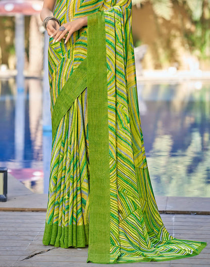 Light Green Printed Chiffon Saree | Sudathi