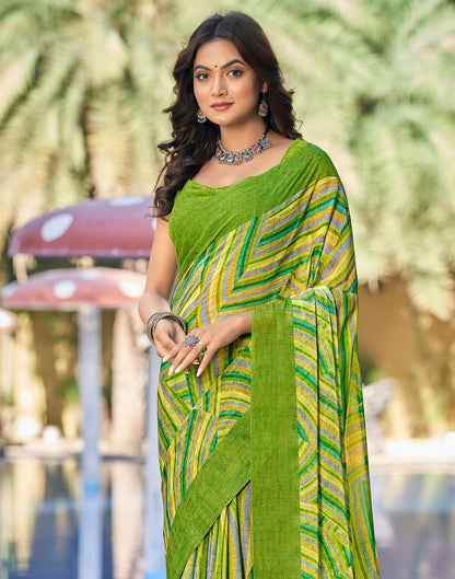 Light Green Printed Chiffon Saree | Sudathi