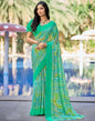 Turquoise Printed Chiffon Saree | Sudathi