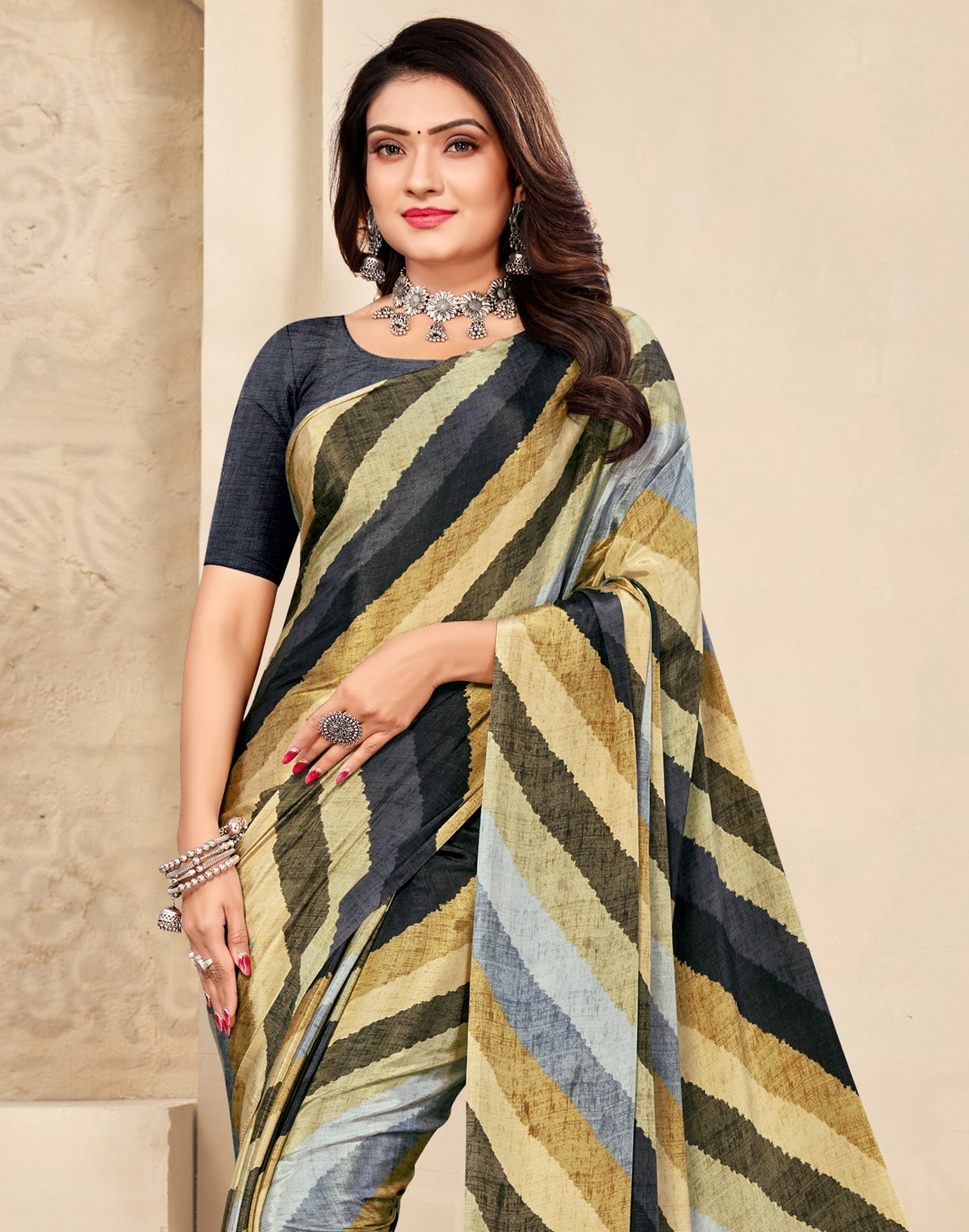 Black Printed Silk Saree | Leemboodi