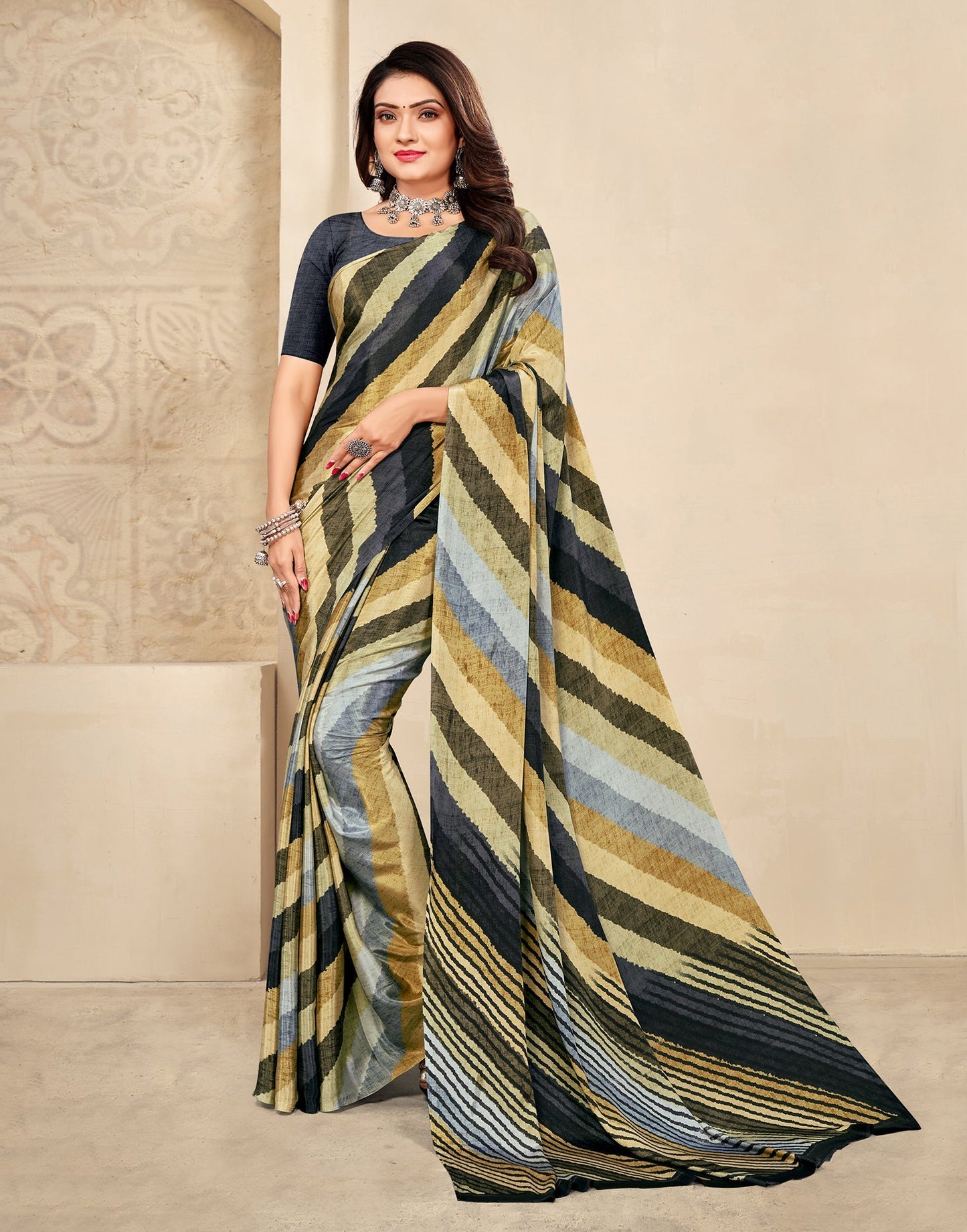 Black Printed Silk Saree | Leemboodi