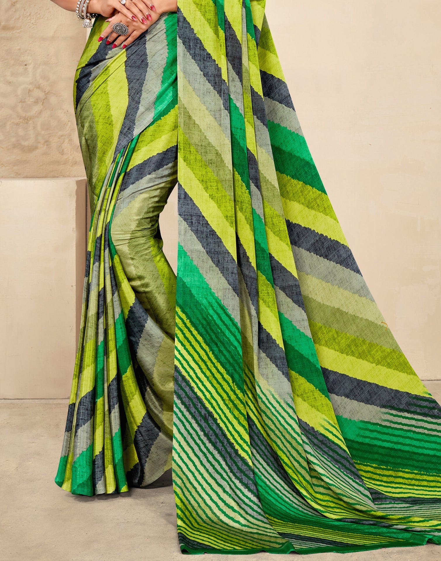 Green Printed Silk Saree | Leemboodi