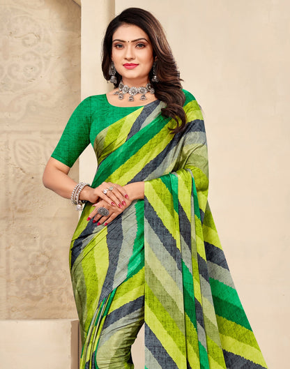 Green Printed Silk Saree | Leemboodi