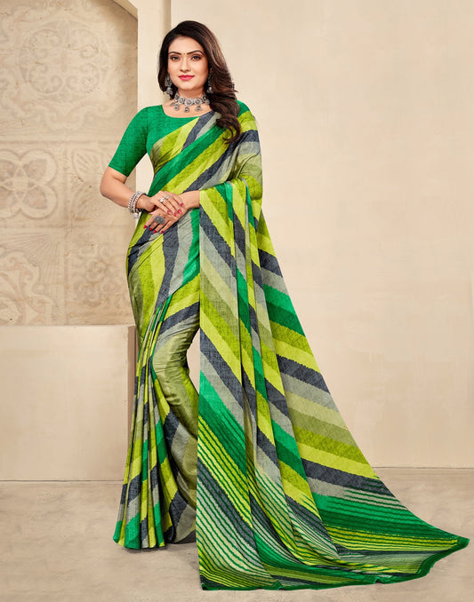 Green Printed Silk Saree | Leemboodi