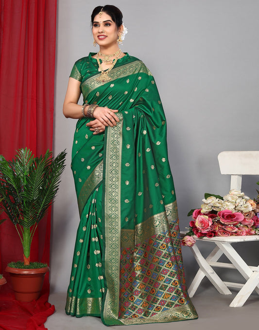 Green Banarasi Silk Saree | Leemboodi