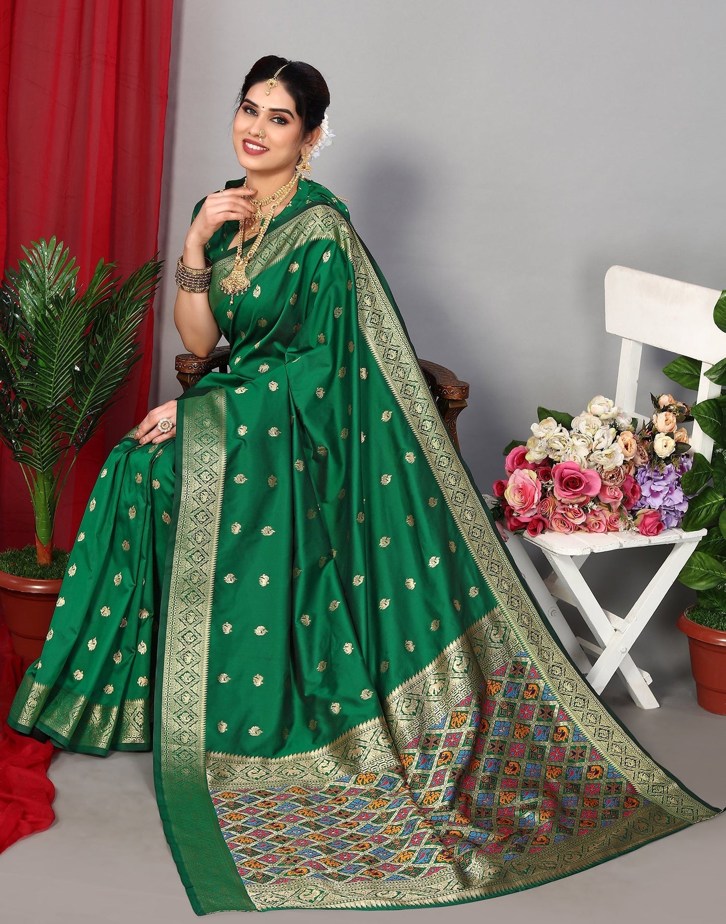 Green Banarasi Silk Saree | Leemboodi