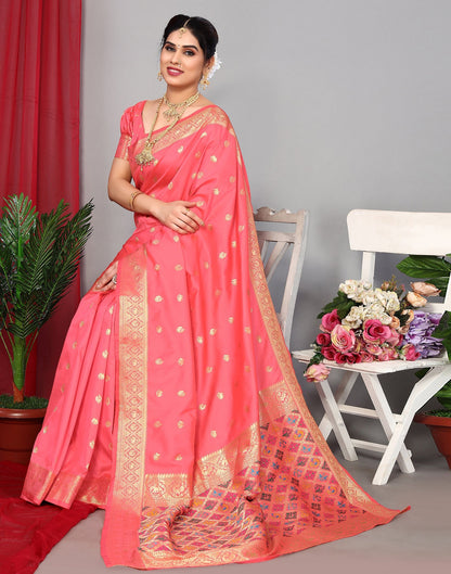Rose Pink Banarasi Silk Saree | Leemboodi