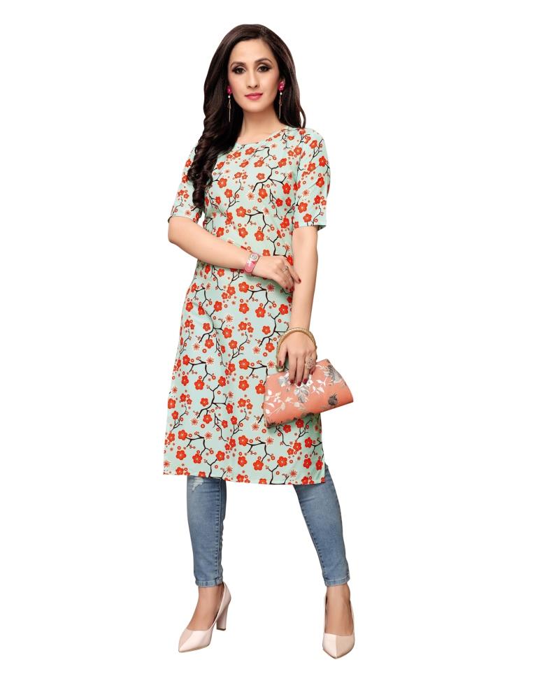 Blue Printed Crepe Kurti | Sudathi