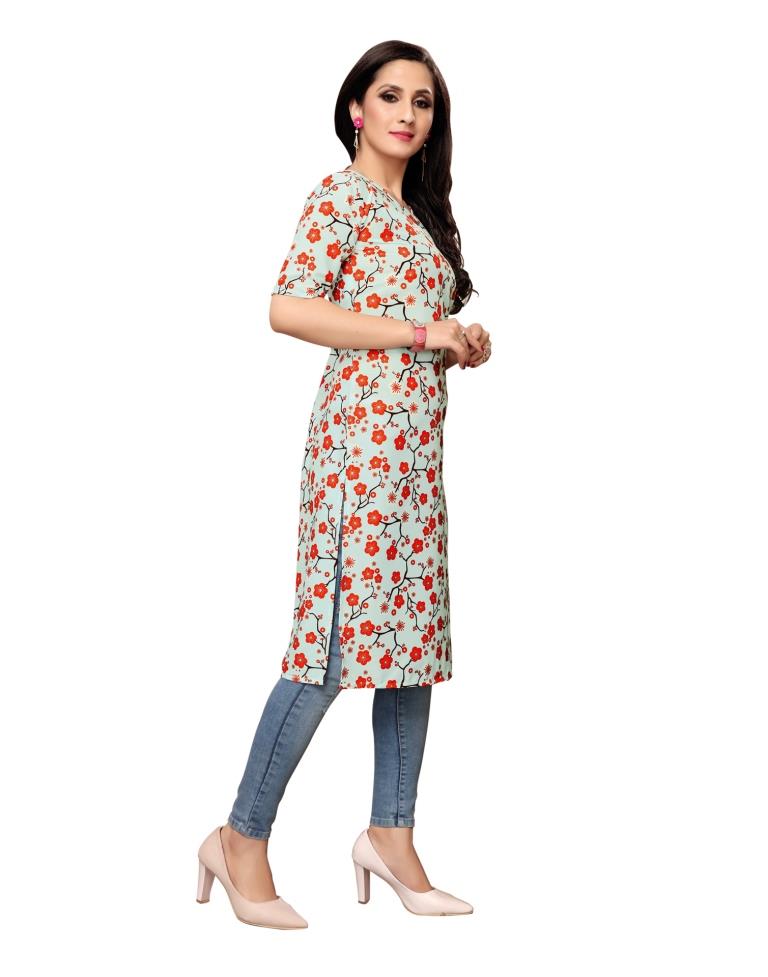 Blue Printed Crepe Kurti | Sudathi