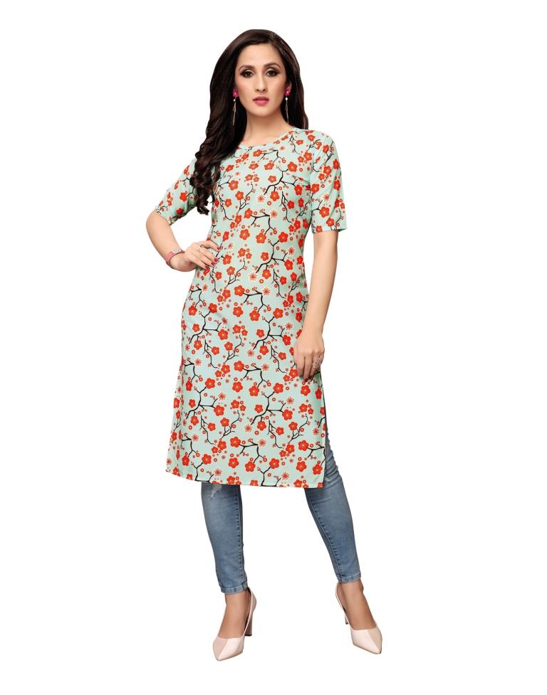 Blue Printed Crepe Kurti | Sudathi