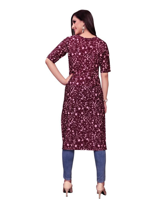 Maroon Printed Crepe Kurti | Sudathi
