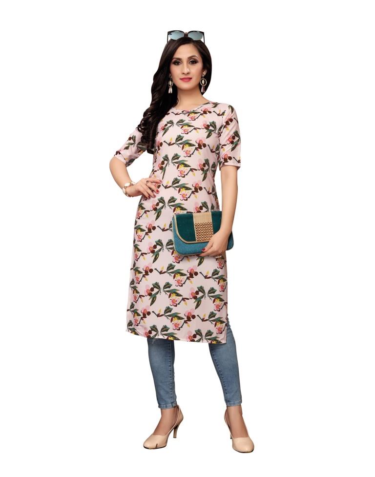 Pink Printed Crepe Kurti | Sudathi