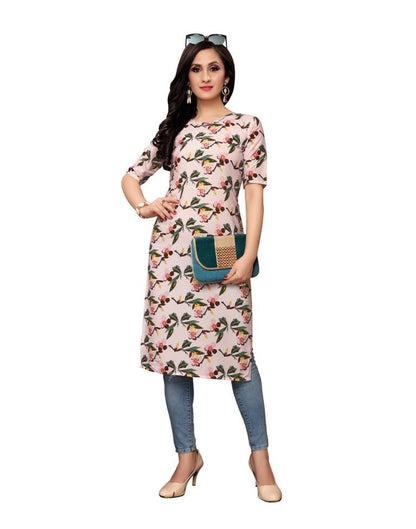 Pink Printed Crepe Kurti | Sudathi