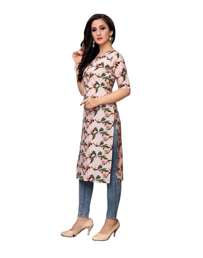 Pink Printed Crepe Kurti | Sudathi