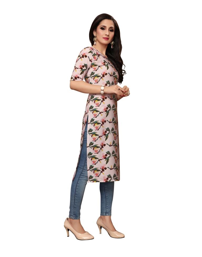 Pink Printed Crepe Kurti | Sudathi