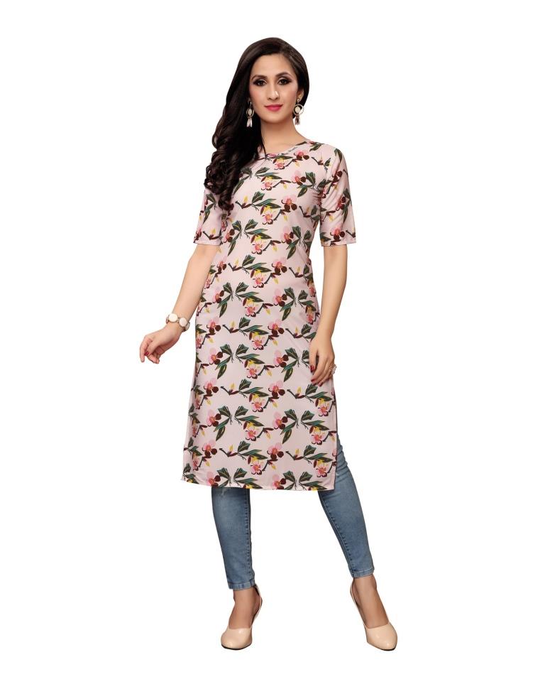 Pink Printed Crepe Kurti | Sudathi