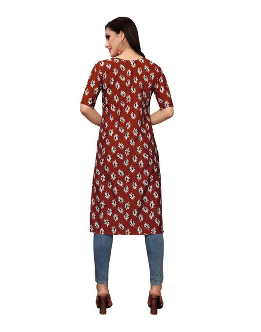 Maroon Printed Crepe Kurti | Sudathi