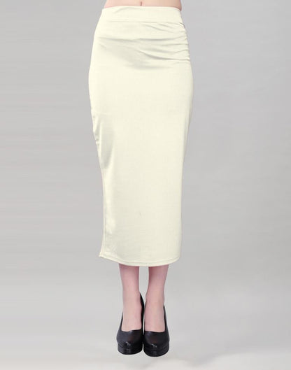 Cream Coloured Lycra Solid Saree Shapewear | Sudathi